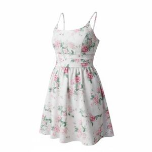 Francesca's Collections Mi Ami Diana Pink and White Floral Midi Dress